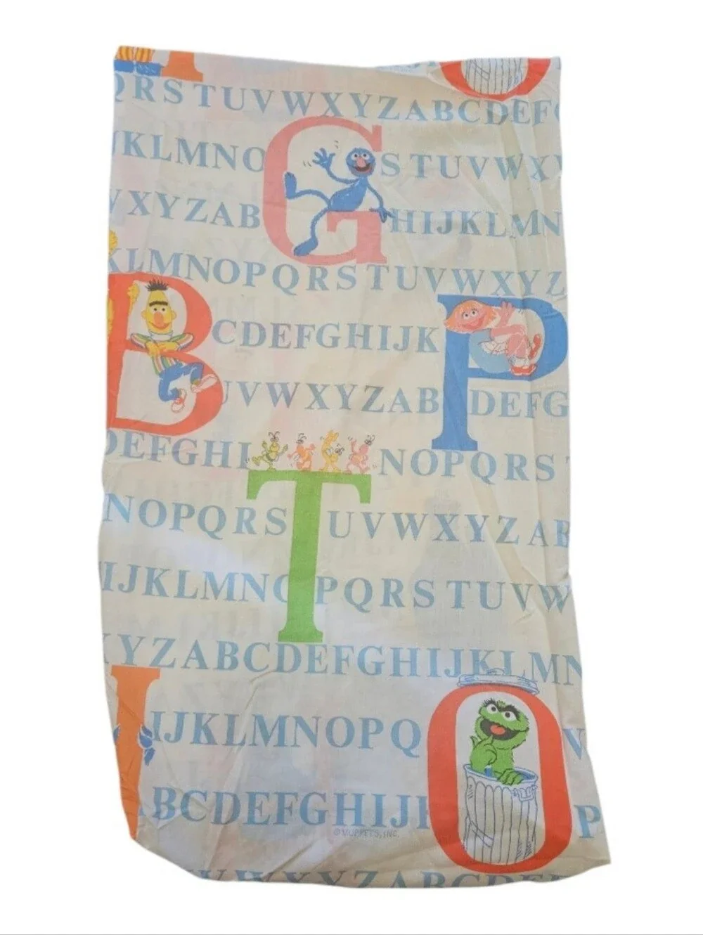 Vintage 90s Sesame Street Twin Fitted Sheet  ABC Big Bird Oscar Cookie Monster
